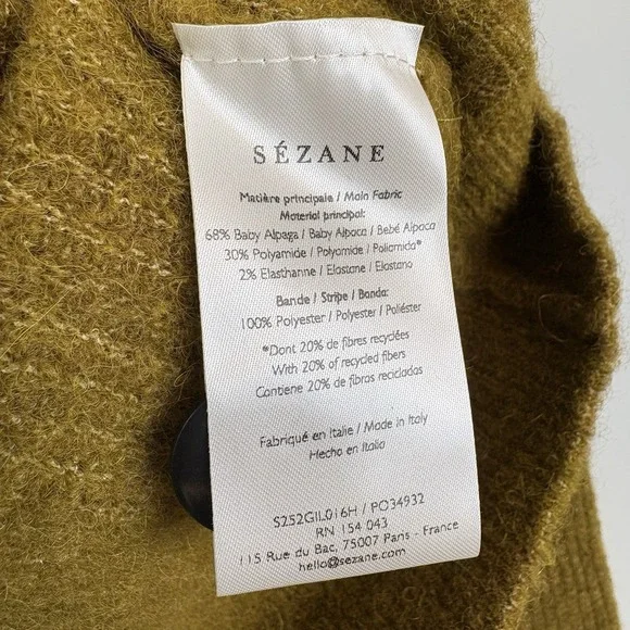 NWT Sezane Othello Sweater Cardigan Olive Green Sz L - Picture 6 of 8